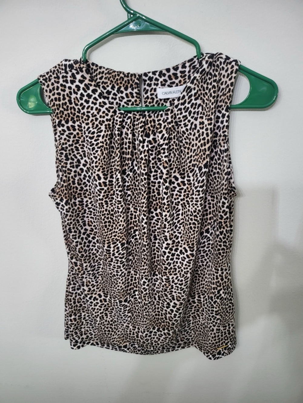 Women’s Calvin Klein Leopard Print Sleeveless Blouse Top  Size wore off
